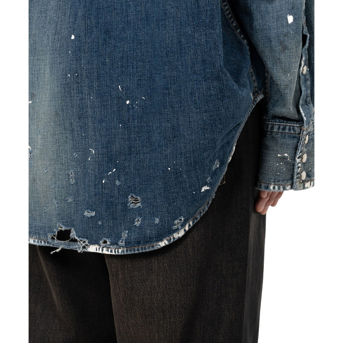 [MAISON MIHARA YASUHIRO]Distressed Denim Shirt/INDIGO(J15SH125)