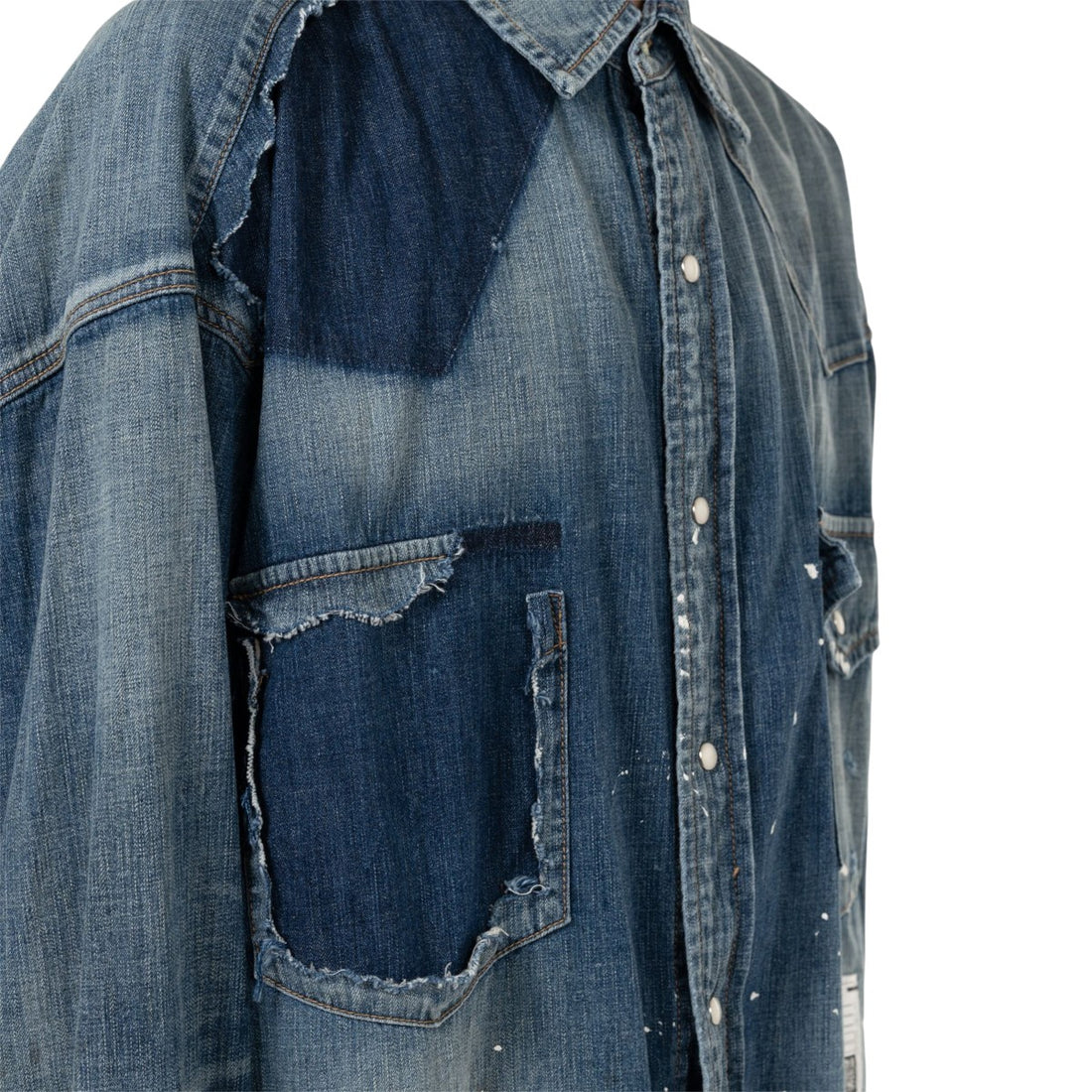 [MAISON MIHARA YASUHIRO]Distressed Denim Shirt/INDIGO(J15SH125)