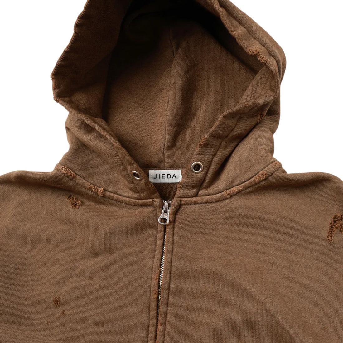 [JieDa]DAMAGE PATCH ZIP HOODIE/BROWN(Jie-25W-CT15)