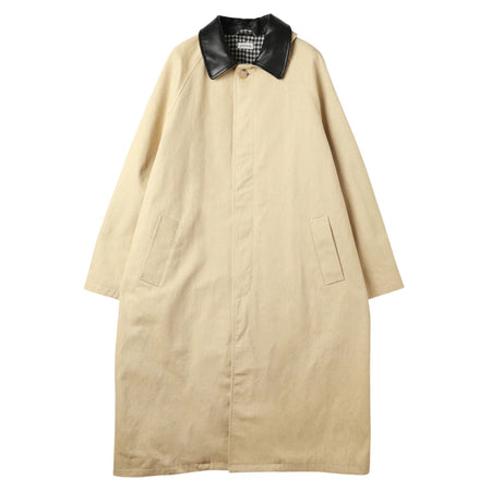 [JieDa]LEATHER COLLAR FADE OVER COAT/BEIGE(Jie-25W-JK01)