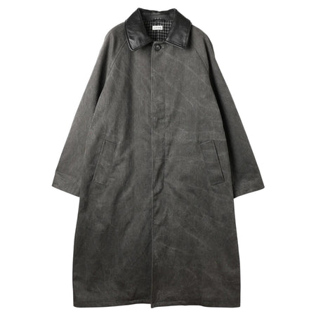 [JieDa]LEATHER COLLAR FADE OVER COAT/BLACK(Jie-25W-JK01)