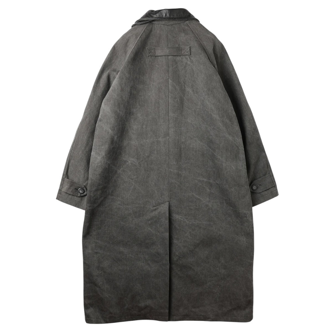[JieDa]LEATHER COLLAR FADE OVER COAT/BLACK(Jie-25W-JK01)