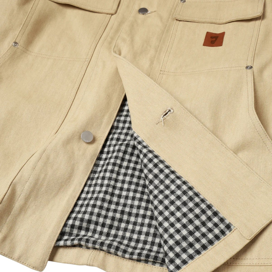 [JieDa]LEATHER COLLAR FADE COVERALL/BEIGE(Jie-25W-JK06)