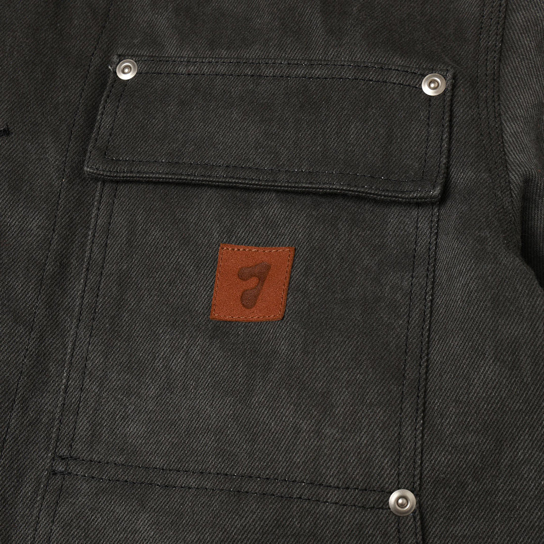 [JieDa]LEATHER COLLAR FADE COVERALL/BLACK(Jie-25W-JK06)