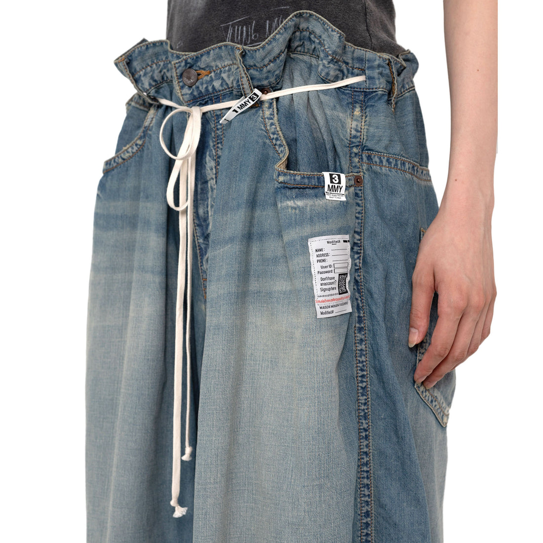 MAISON MIHARA YASUHIRO WOMENS]Light Denim Gather Pants/INDIGO 
