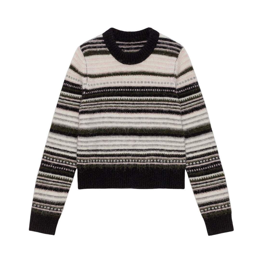 [GANNI]Soft Wool Stripe O-neck/BLACK(K2391)