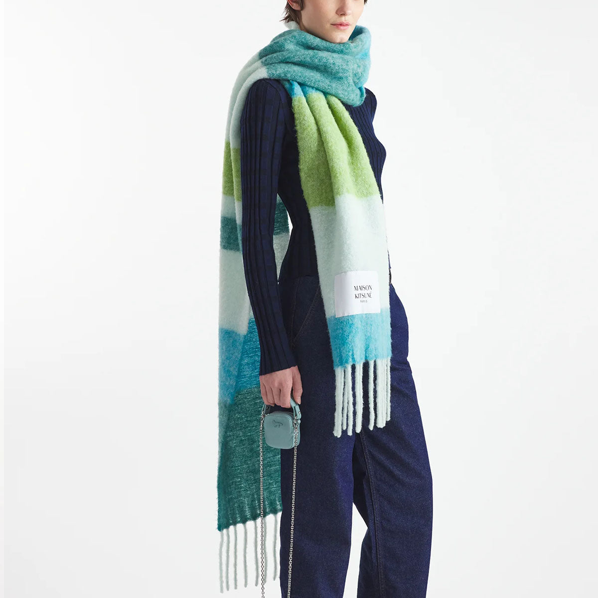 MAISON KITSUNE]ALPACA STRIPE SCARF/GREEN(NM06204WA0022) – R&Co.
