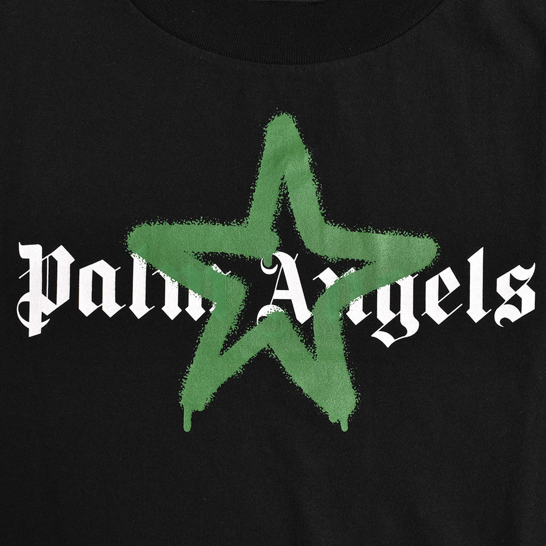 [Palm Angels]STAR SPLAYED TEE/BLACK/GREEN(PMAR23-016)
