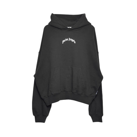 [Palm Angels]BACK CRVED LOGO LOOSE HOODY/BLACK/WHITE(PMBF25-066)
