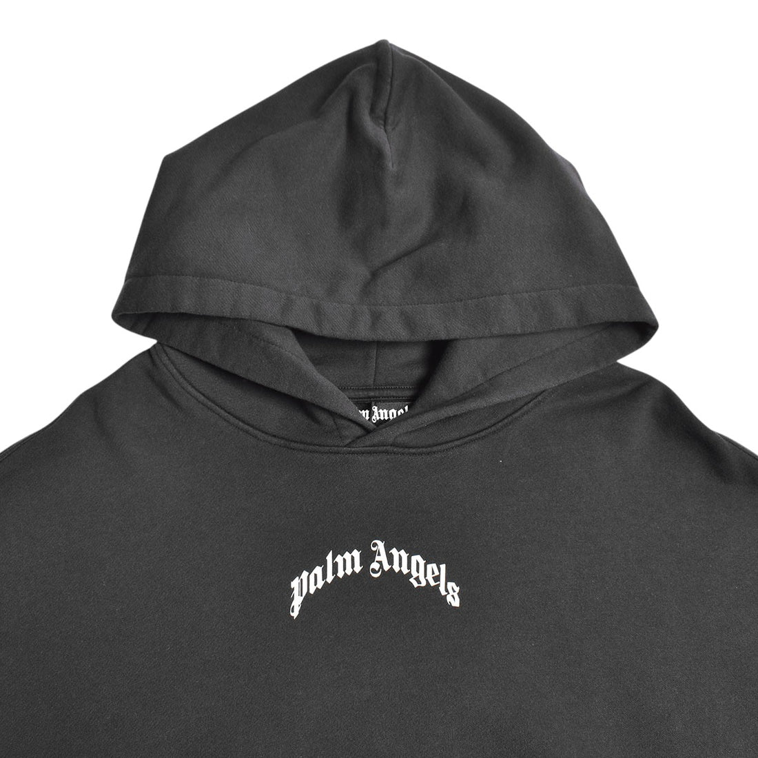 [Palm Angels]BACK CRVED LOGO LOOSE HOODY/BLACK/WHITE(PMBF25-066)