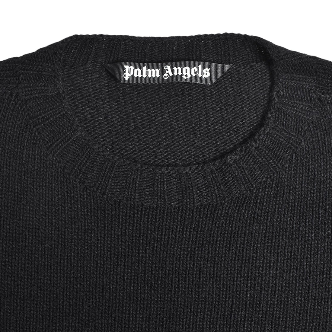 [Palm Angels]CRVED LOGO SWEATER/BLACK/RED(PMHF25-186)