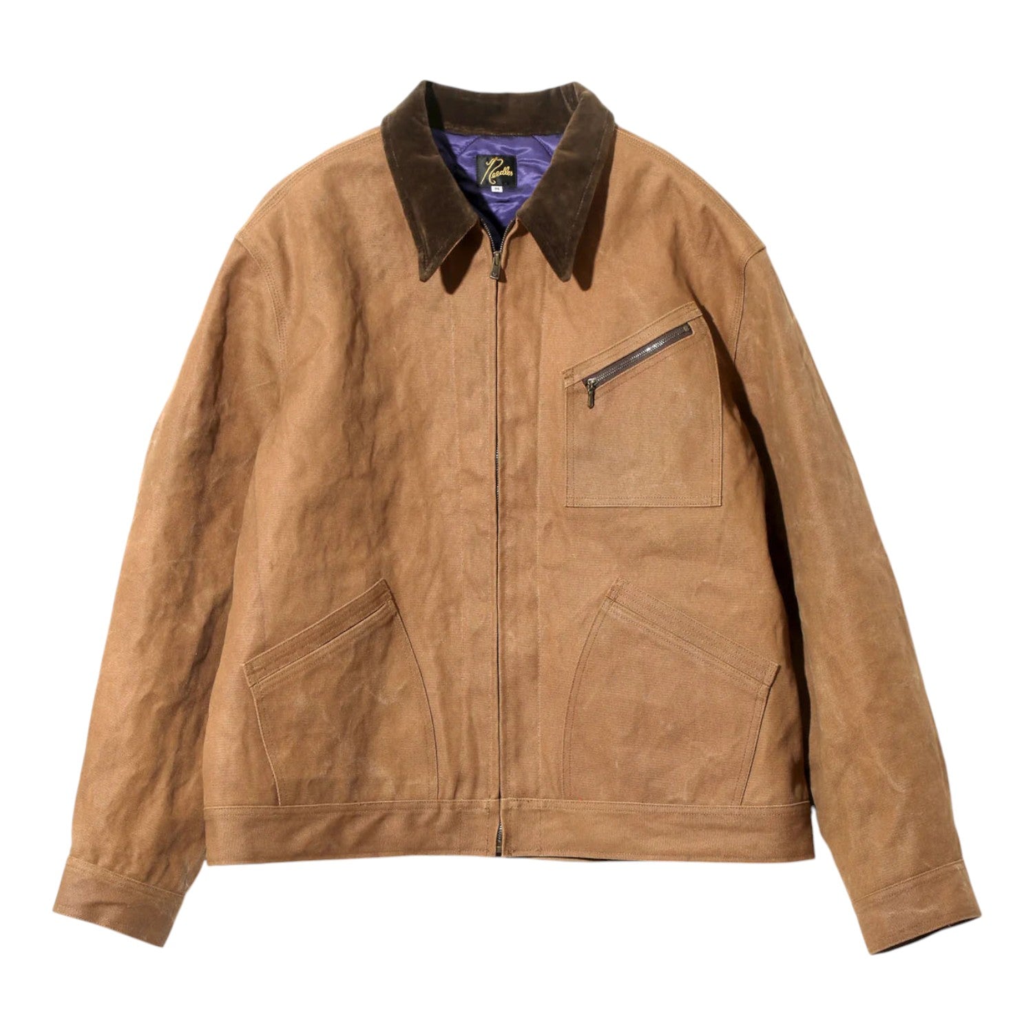 Needles ブラウン ジップアップジャケット L Needles (ニードルズ) : Zipped Work Jacket-Duck Canvas/Kakishibu