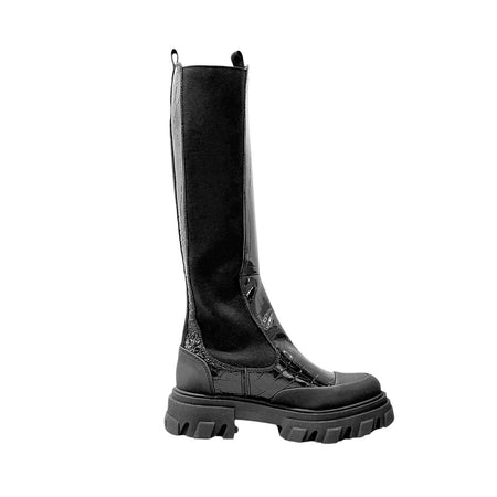 [GANNI]Cleated High Chelsea Boot Patent Croco (S2777)