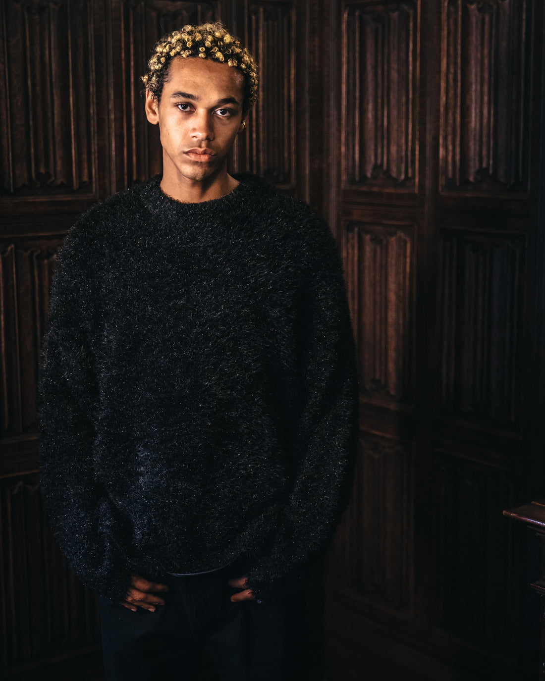 [SAINT Mxxxxxx]CRW NECK KNIT/GLITTER/BLACK(SM-HR1-0000-068)