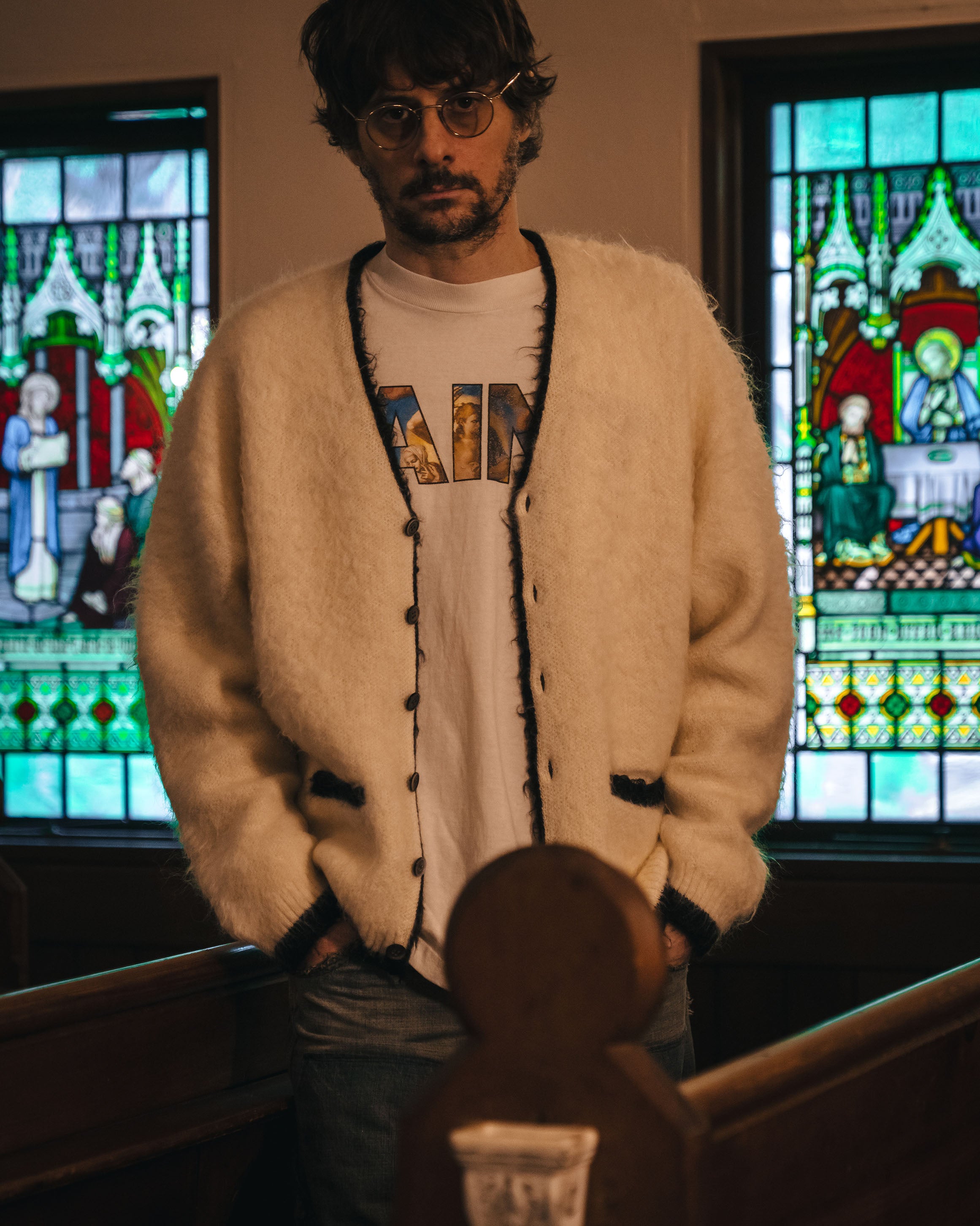 SAINT Mxxxxxx]KNIT CARDIGAN/TRIM/WHITE(SM-HR1-0000-071) – R&Co.