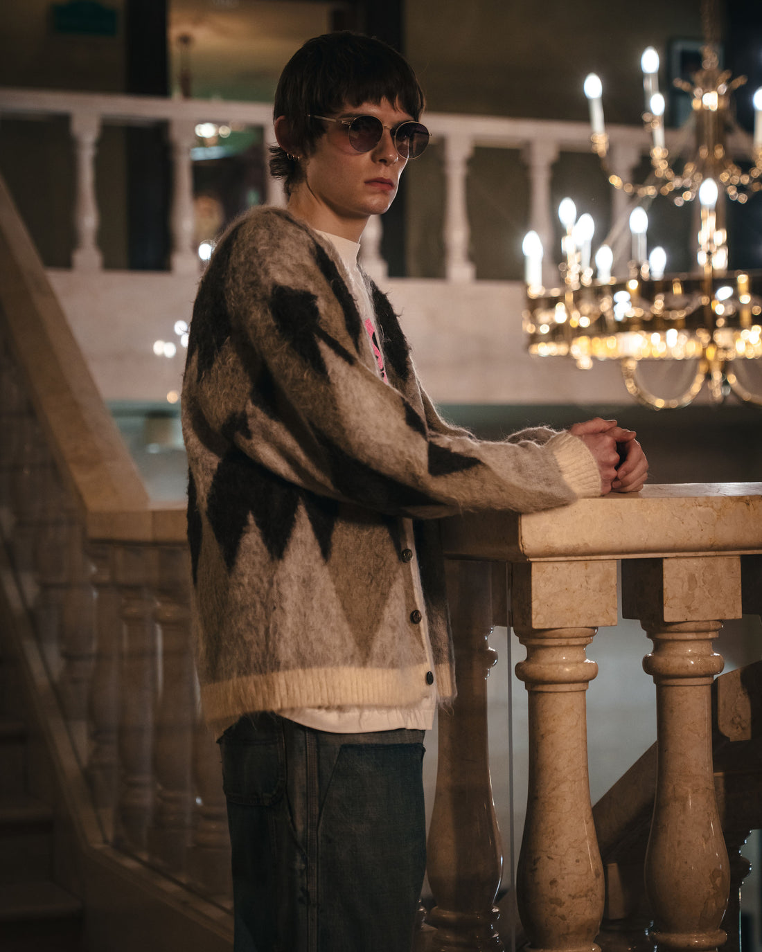 [SAINT Mxxxxxx]KNIT CARDIGAN/ARGYLE/MULTI(SM-HR1-0000-074)
