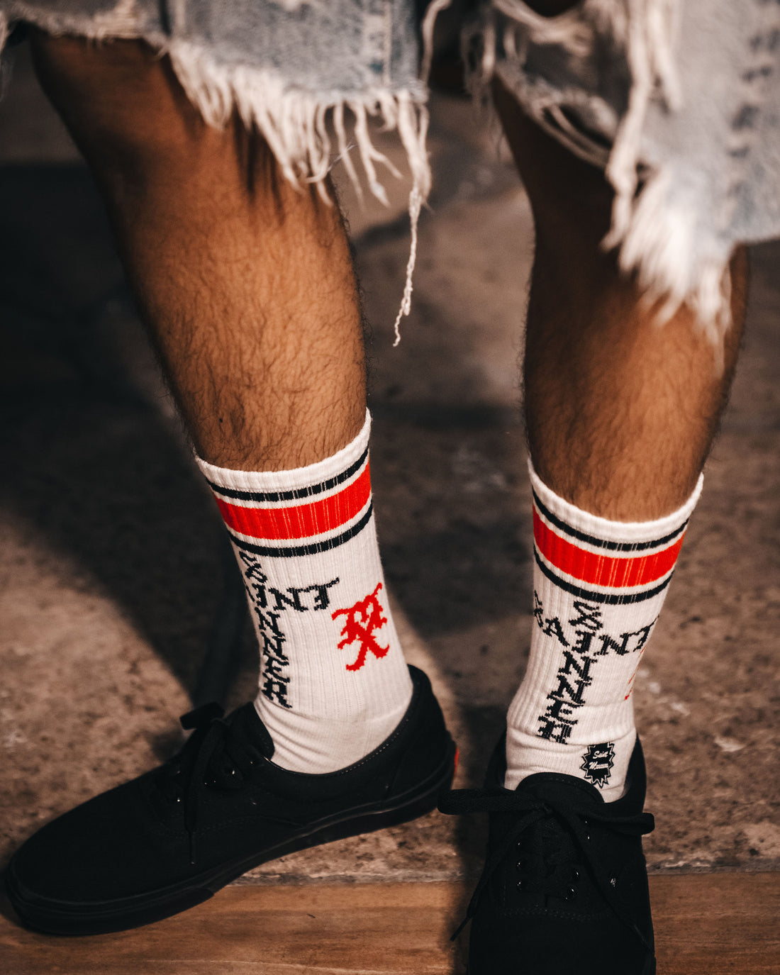 [SAINT Mxxxxxx]SOCKS/SAINT SINNER/WHITE/RED(SM-HR1-0000-107)