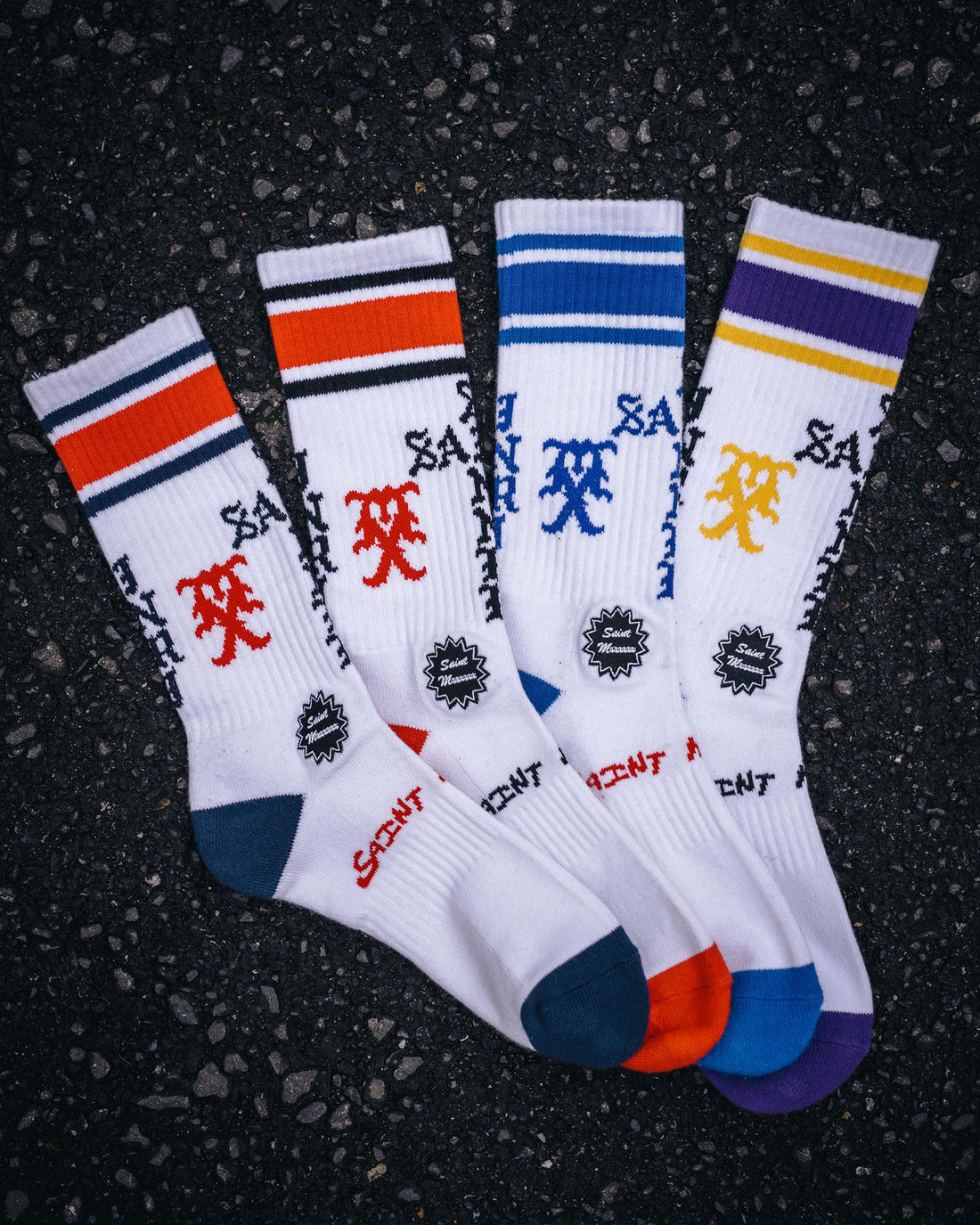 [SAINT Mxxxxxx]SOCKS/SAINT SINNER/WHITE/PURPLE(SM-HR1-0000-110)