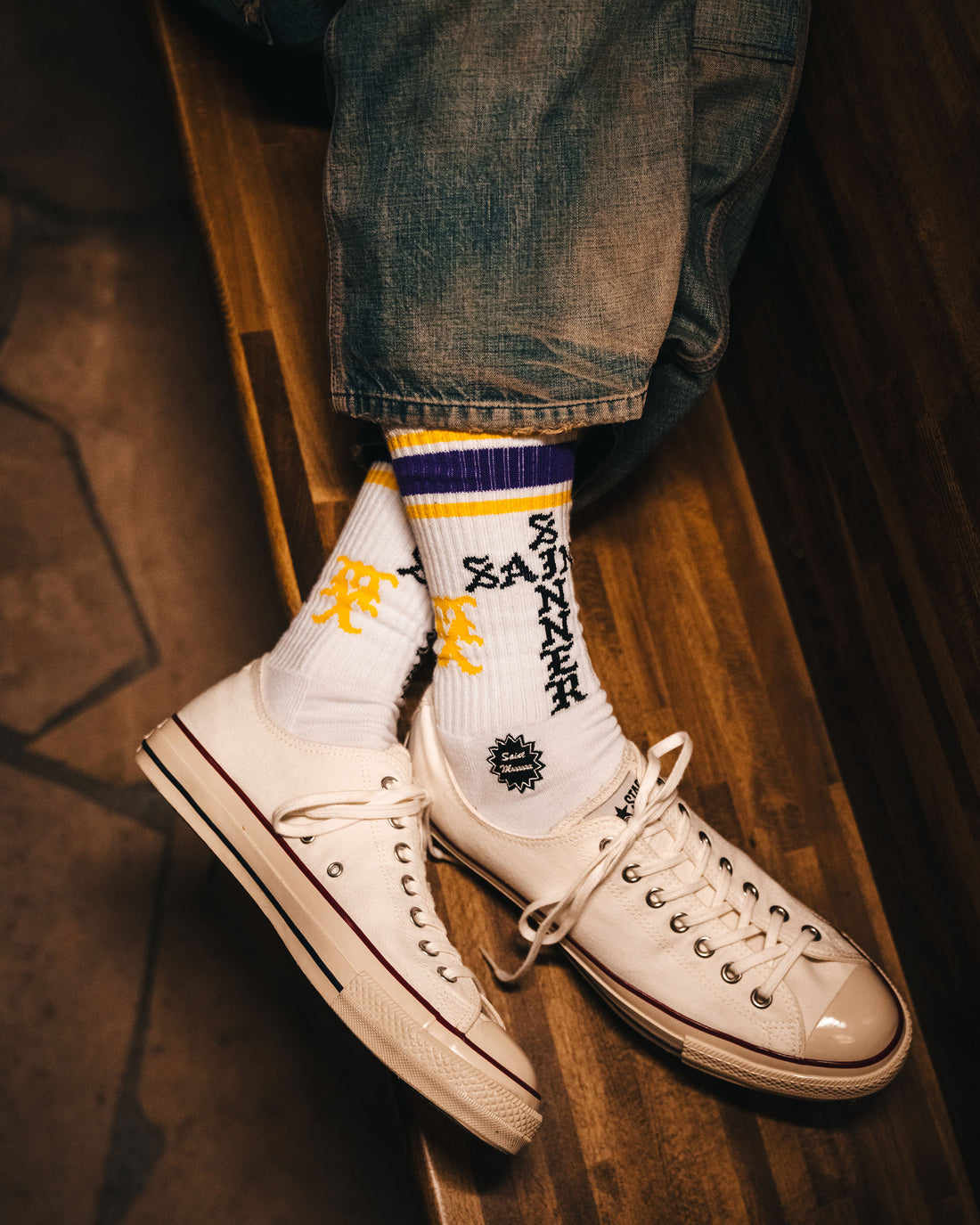 [SAINT Mxxxxxx]SOCKS/SAINT SINNER/WHITE/PURPLE(SM-HR1-0000-110)