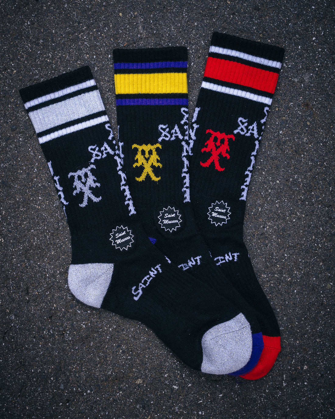 [SAINT Mxxxxxx]SOCKS/SAINT SINNER/BLACK/PURPLE(SM-HR1-0000-111)
