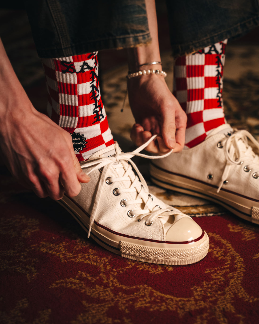 [SAINT Mxxxxxx]SOCKS/SINNER/WHITE/RED(SM-HR1-0000-118)