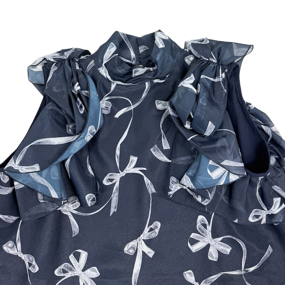 [SNIDEL]リボンスリーブオーガンシースルーBL/NAVY(SWFB252053)