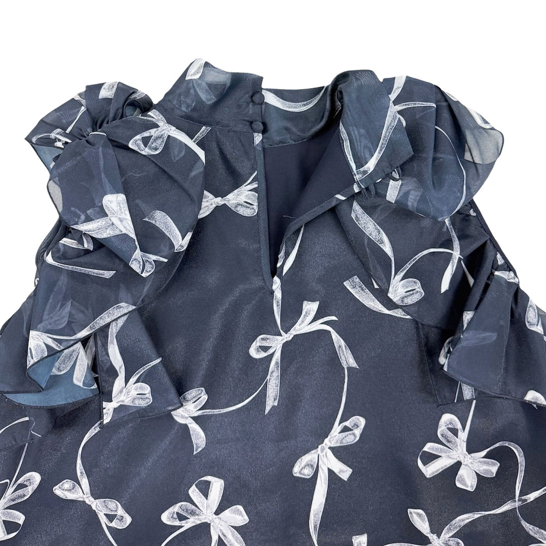 [SNIDEL]リボンスリーブオーガンシースルーBL/NAVY(SWFB252053)