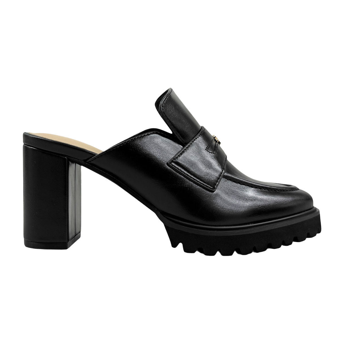 スナイデル ブラックレザーオープントゥローファーサボ 新品未使用 Mサイズ SNIDEL - ヒールローファーサボ ブラック Mの通販 by ちーさんショップ