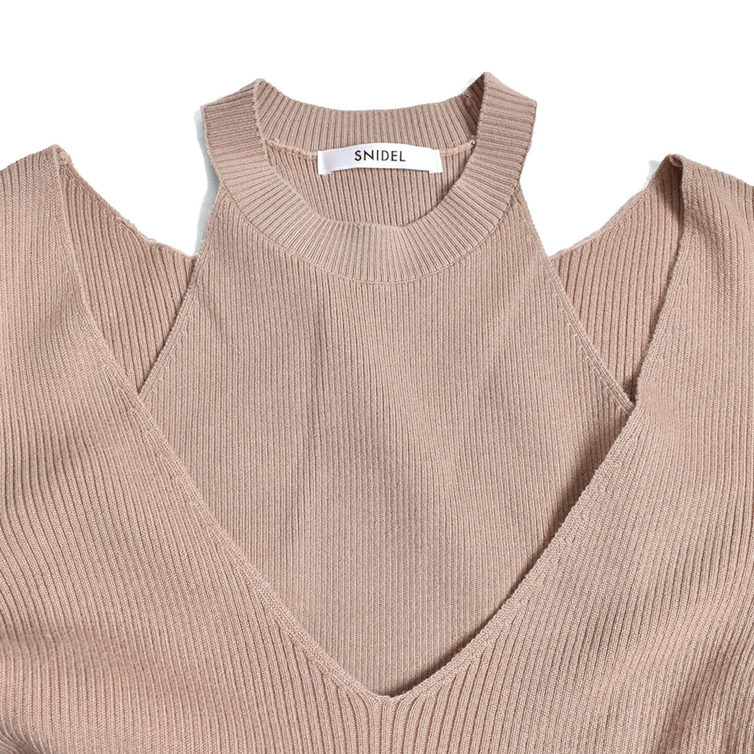 SNIDEL]タフタスカートドッキングニットワンピース/BEIGE(SWNO241008  