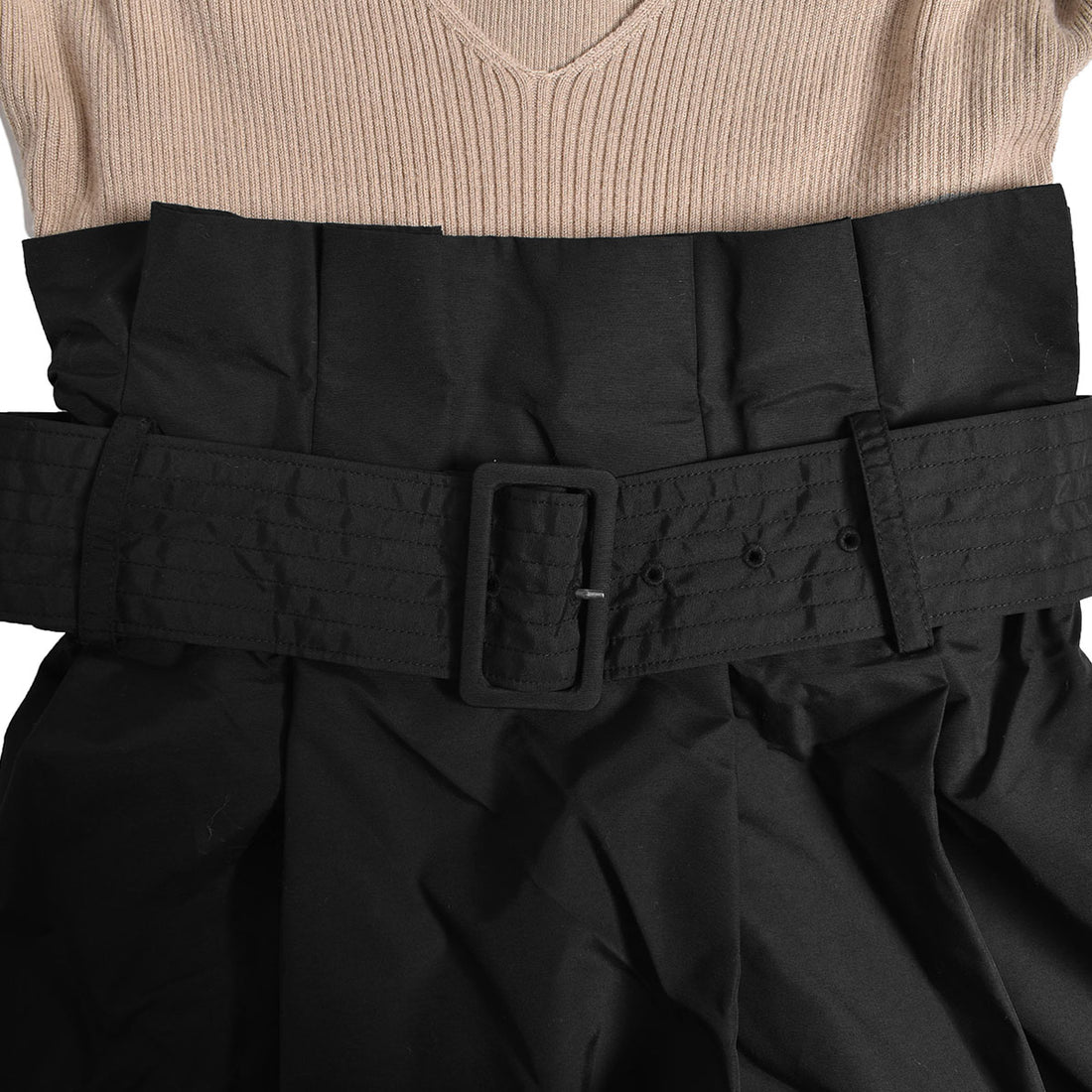 SNIDEL]タフタスカートドッキングニットワンピース/BEIGE(SWNO241008  