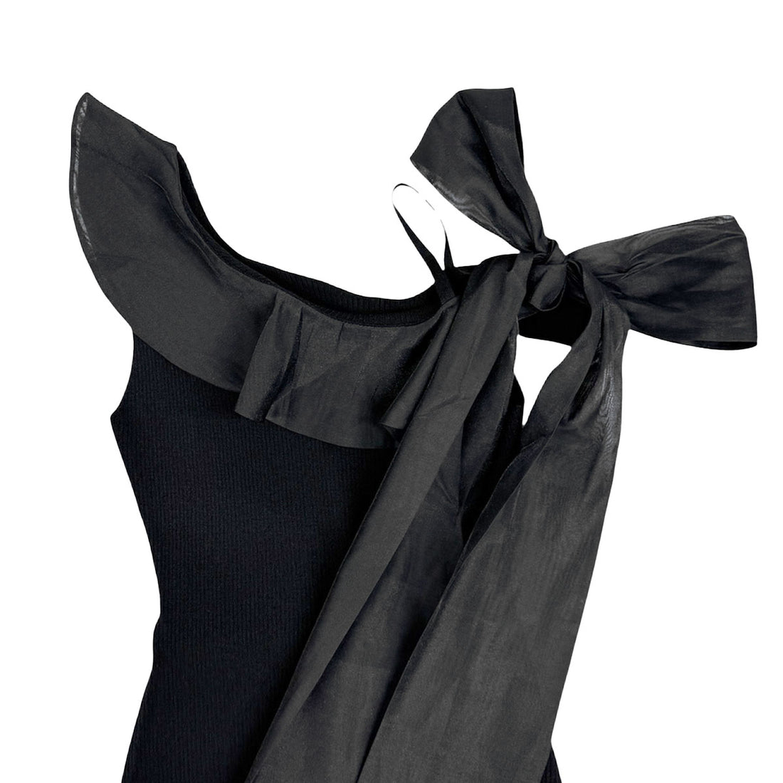 [SNIDEL]ワンショルリボンニットOP/BLACK(SWNO254026)