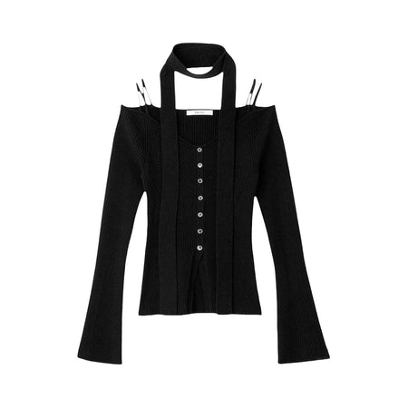 [SNIDEL]タイ付きニットPO/BLACK(SWNT254227)