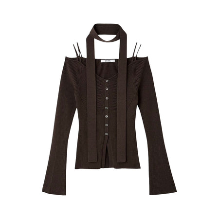 [SNIDEL]タイ付きニットPO/BROWN(SWNT254227)