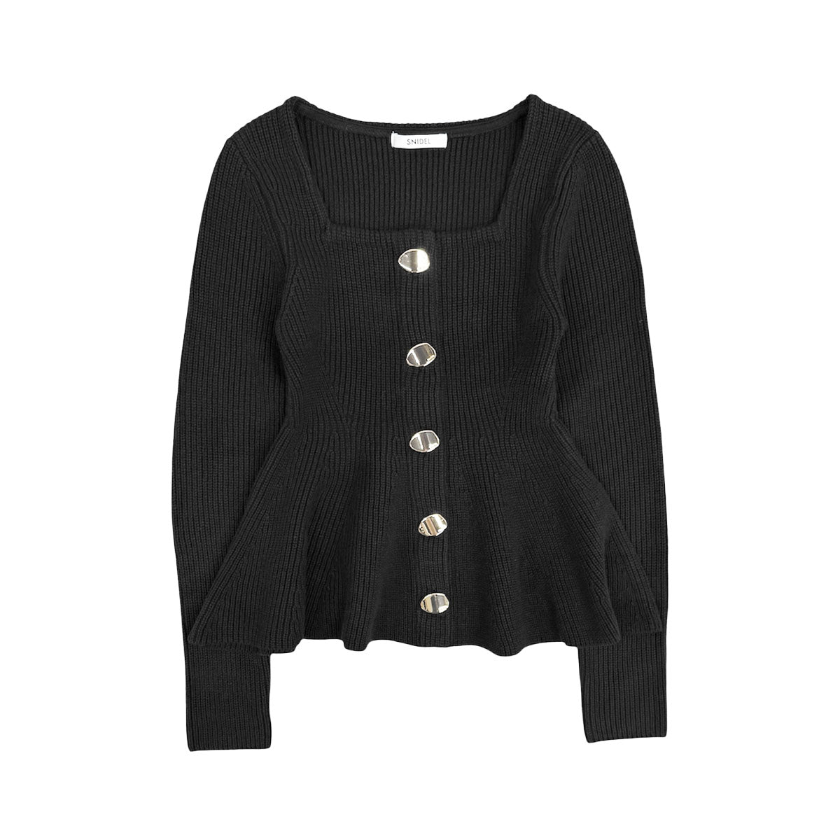 スナイデル　カーブネックペプラムニットプルオーバ SNIDEL]カーブネックペプラムニットPO/BLACK(SWNT254230) – R&Co.