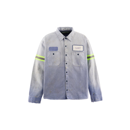 [SAINT Mxxxxxx]COTTON SHIRT/LINE/NAVY(SM-MK8-0000-050)