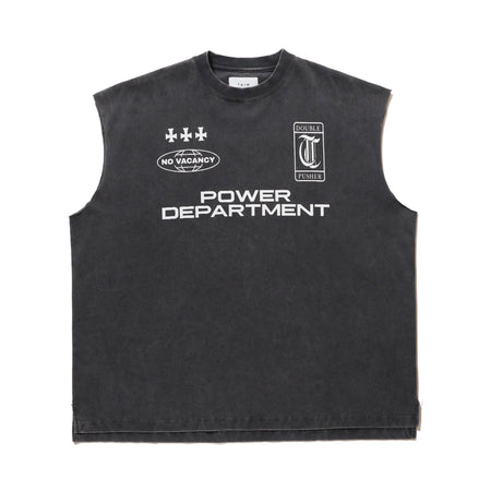 [TAIN DOUBLE PUSH]POWER DEPARTMENT NO SLEEVE T-SHIRTS/BLACK(T411-NT005)