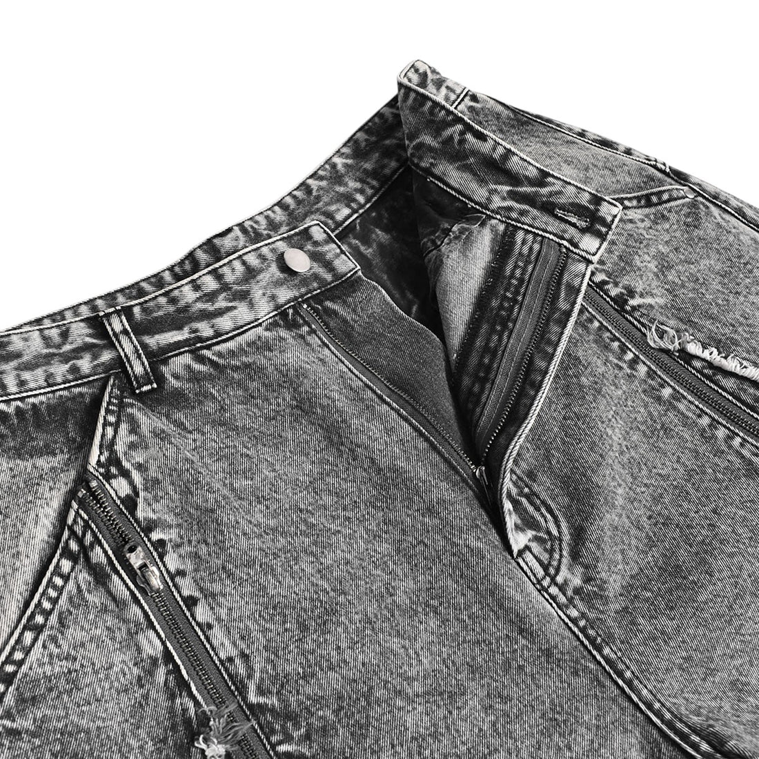 [TAUPE]ZIP POCKET DENIM SHORT PANTS/GRAY(TPM25105007)