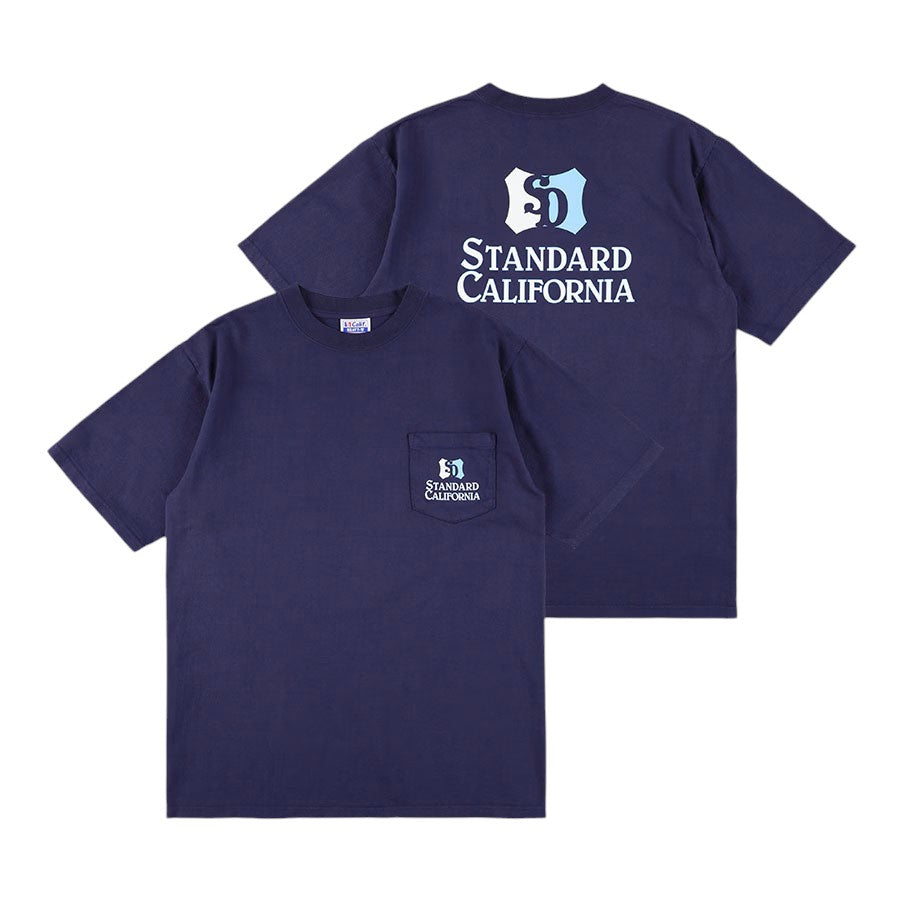 STANDARD CALIFORNIA]SD Heavyweight Shield Logo Pocket T/NAVY