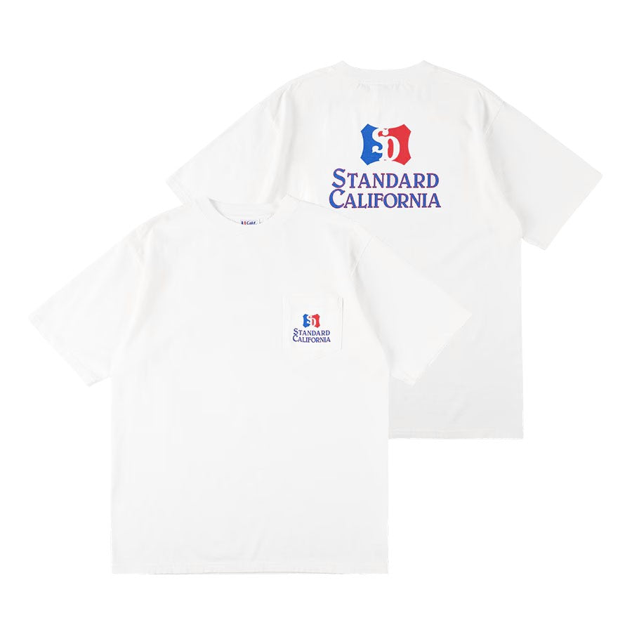 STANDARD CALIFORNIA]SD Heavyweight Shield Logo Pocket T/WHITE