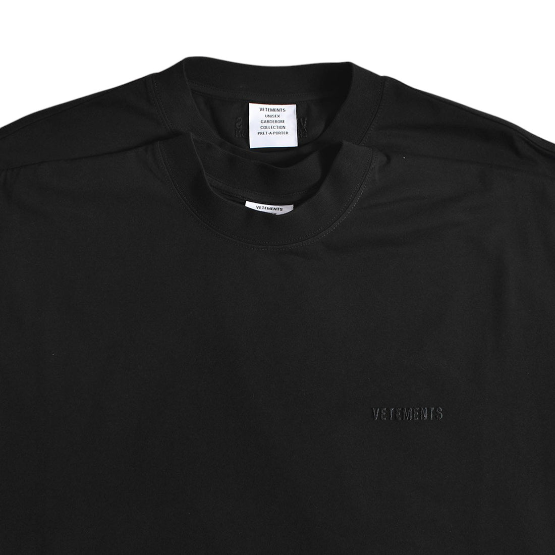 [VETEMENTS]MERGED DOUBLE OVERSIZED T-SHIRT/BLACK(UA66TR635)