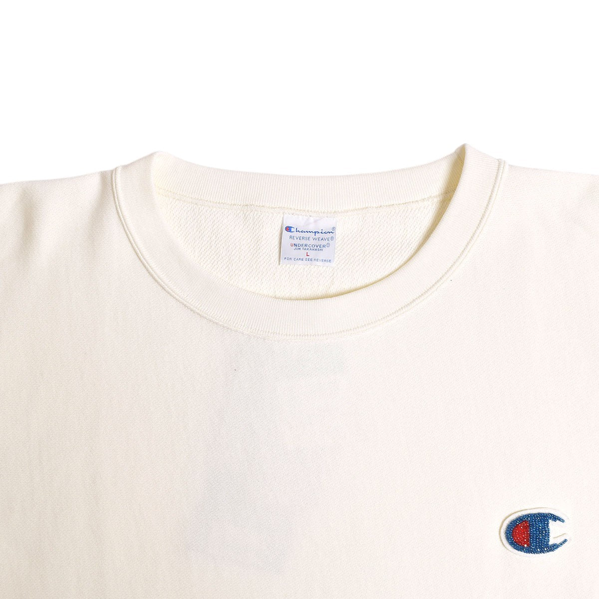 Champion × UNDERCOVER]ビーズ刺繍カットオフスウェット/IVORY
