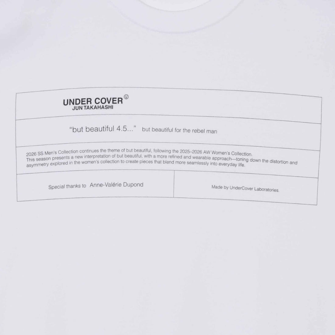 [UNDERCOVER]TEE but beautiful 4.5/WHITE(UC1F3803)