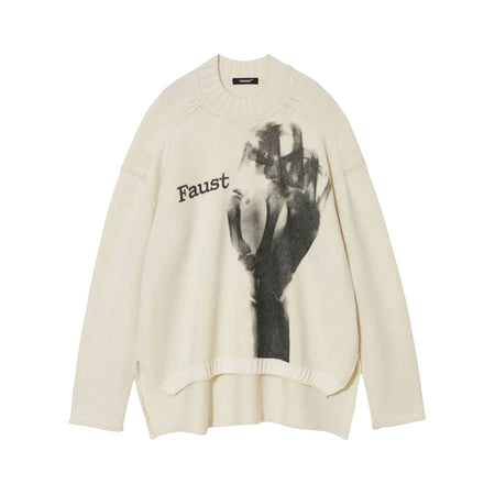 [UNDERCOVER]フロントプリントハイネックオーバーサイズニット/OFF WHITE(UC2E4905)