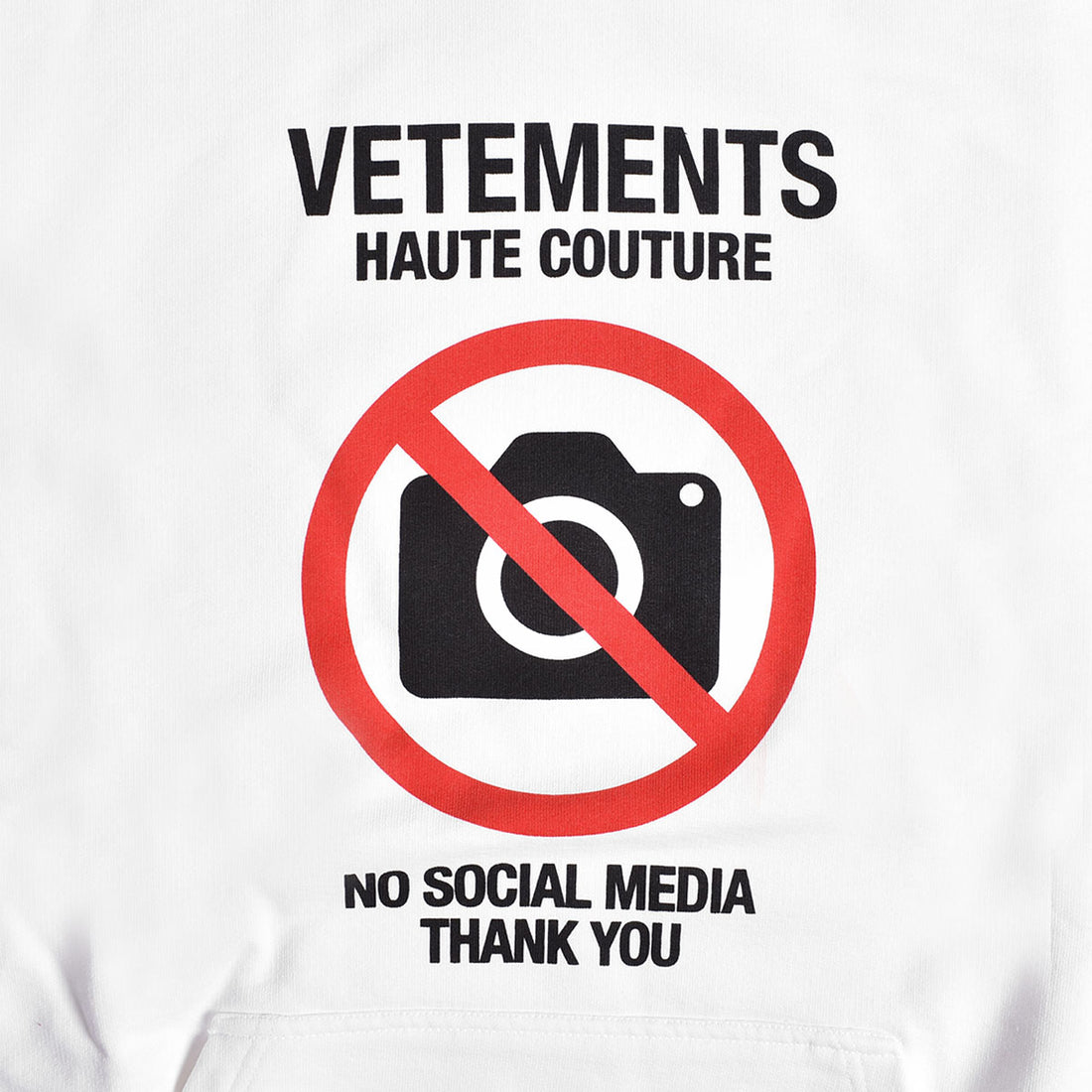 [VETEMENTS]NO SOCIAL MEDIA COUTURE HOODIE/WHITE(UE54HD380)