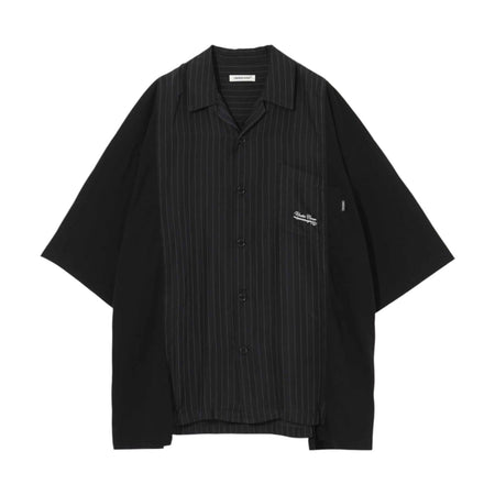 [UNDERCOVER]Cu ストライプTEE mix 半袖開襟シャツ/NAVY(UP1F4403)