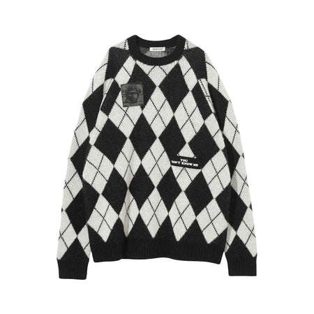 [UNDERCOVER]パッチ付きアーガイルクルーニット/BLACK(UP2E4902)