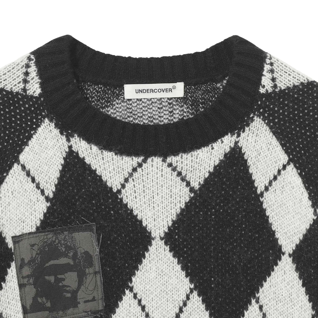 [UNDERCOVER]パッチ付きアーガイルクルーニット/BLACK(UP2E4902)