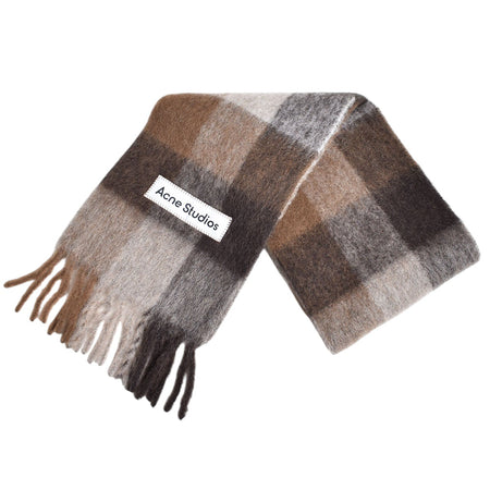 [ACNE STUDIOS]SCARF/DARK BROWN/WHITE/BROWN(UX-SCAR000115)