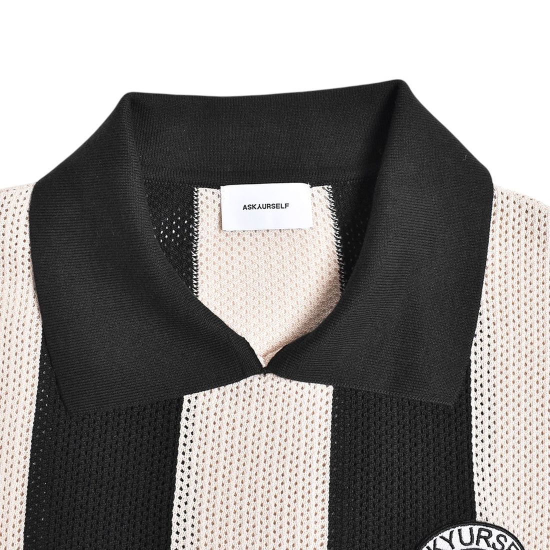 [ASKYURSELF]STRIPED SOCCER KNIT JERSEY SS/BLACK/ECRU(V17010103-048-P00)