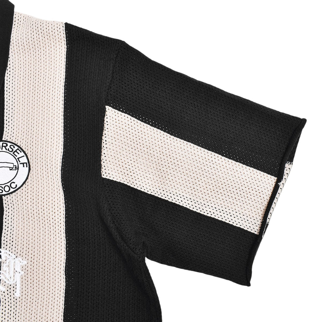 [ASKYURSELF]STRIPED SOCCER KNIT JERSEY SS/BLACK/ECRU(V17010103-048-P00)